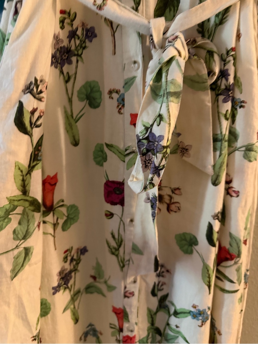 Maeve Cream Floral Tie-Waist Midi Dress - Picture 6 of 11